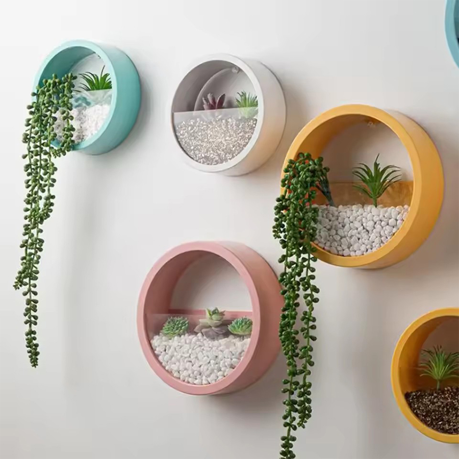 Snake Plant Ceramic - Okrągła doniczka wisząca na ścianę, 3