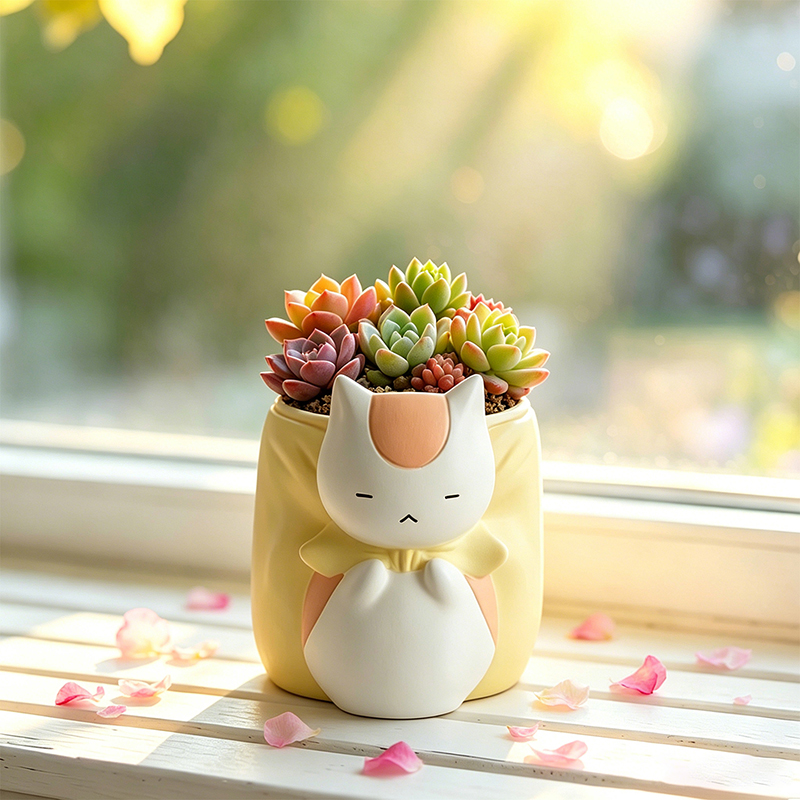 Śpiący Pulchny Kot Żywiczny Do – Snake Plant Ceramic recenzja i cena